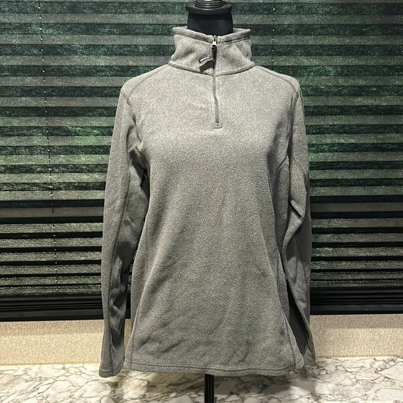 Kirkland Women’s Grey 1/4 Zip Long Sleeve Pullover Polertec Fleece Large - Picture 1 of 7